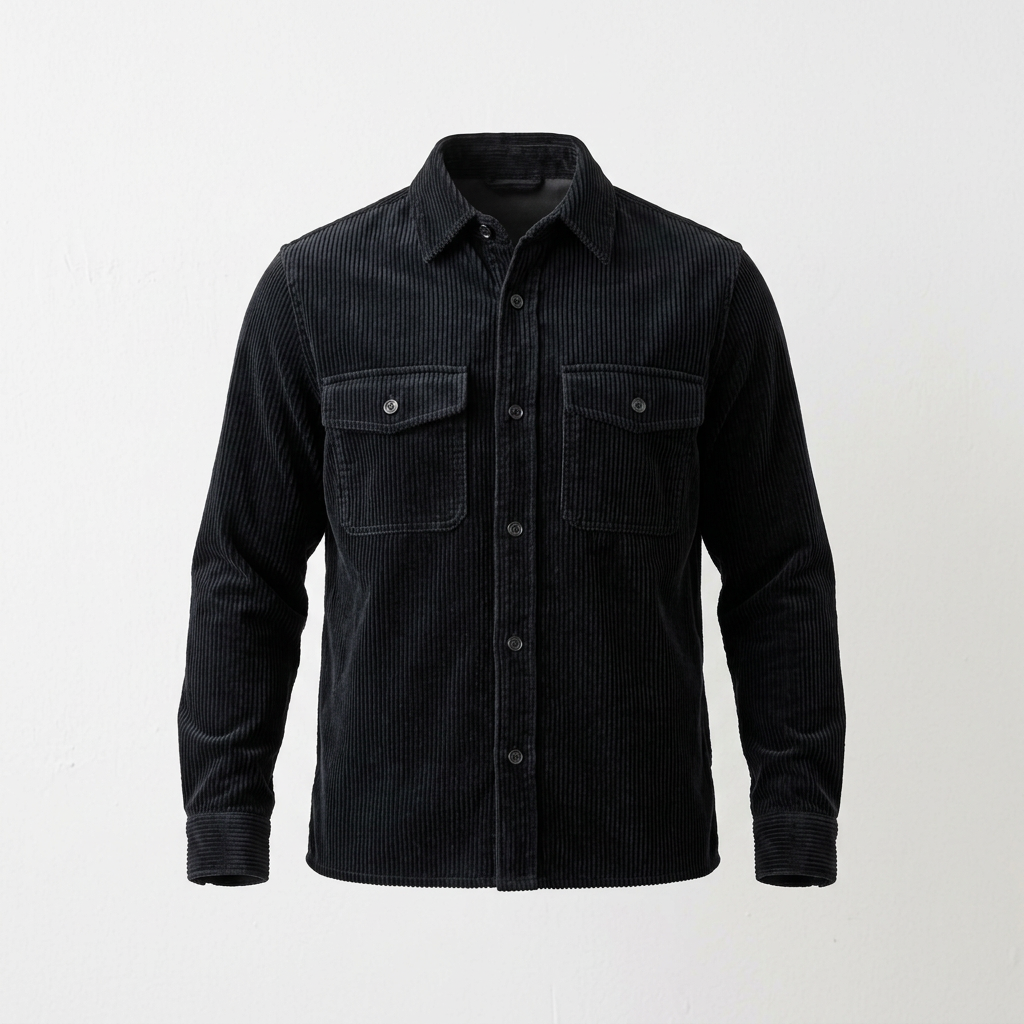 Flat View of GANT Regular Fit Corduroy Overshirt in Evening Blue