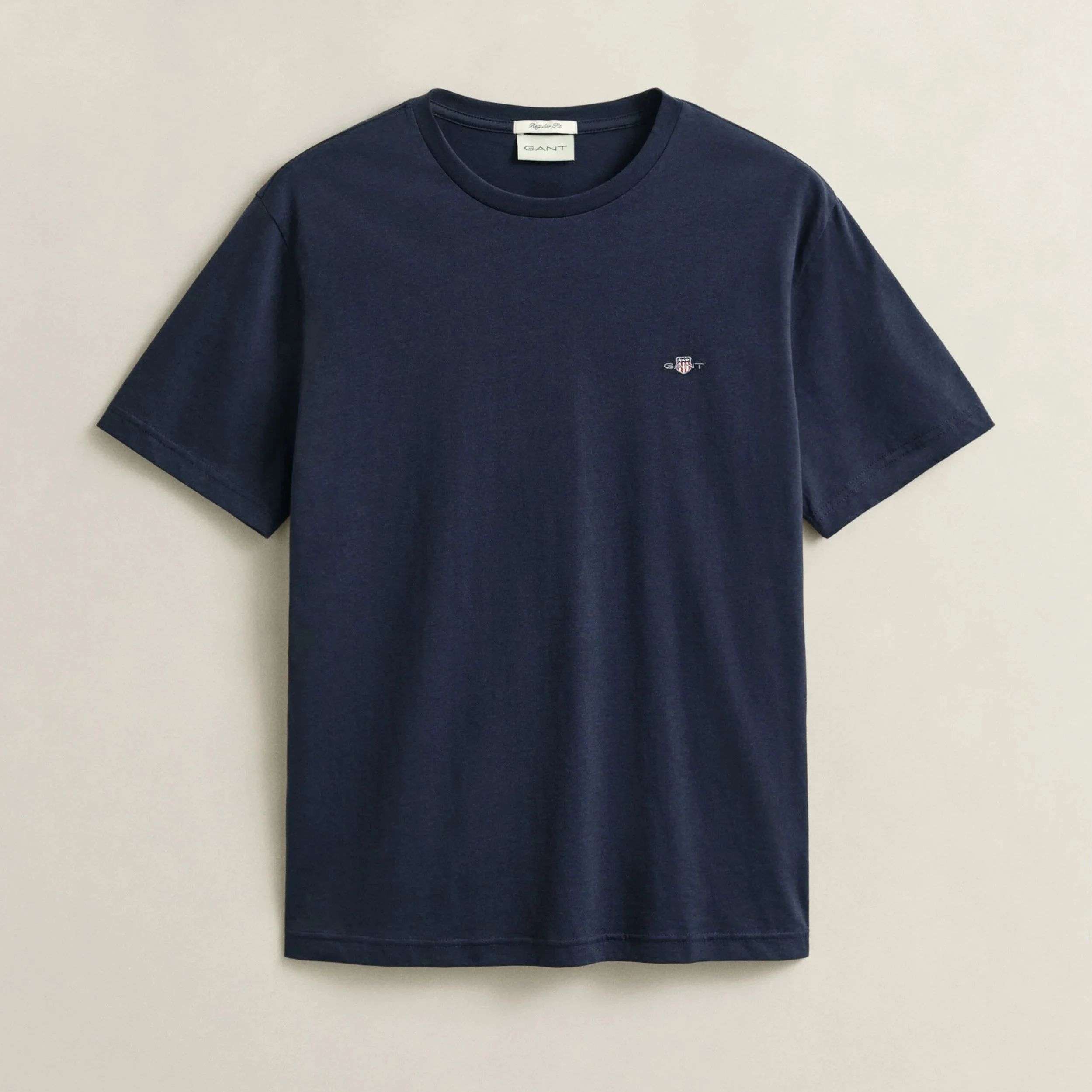 Flat View of GANT Regular Fit T Shirt in Navy
