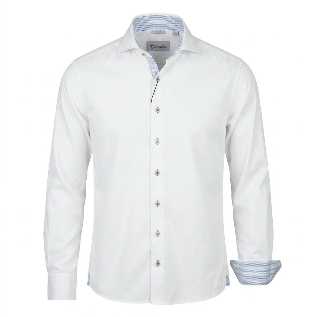 Flat View of Stenstroms Luxury Slim Fit Shirt in White