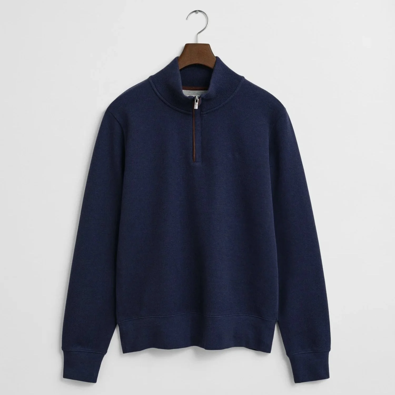 Flat View of GANT Sacker Rib Half Zip Jumper in Denim Blue