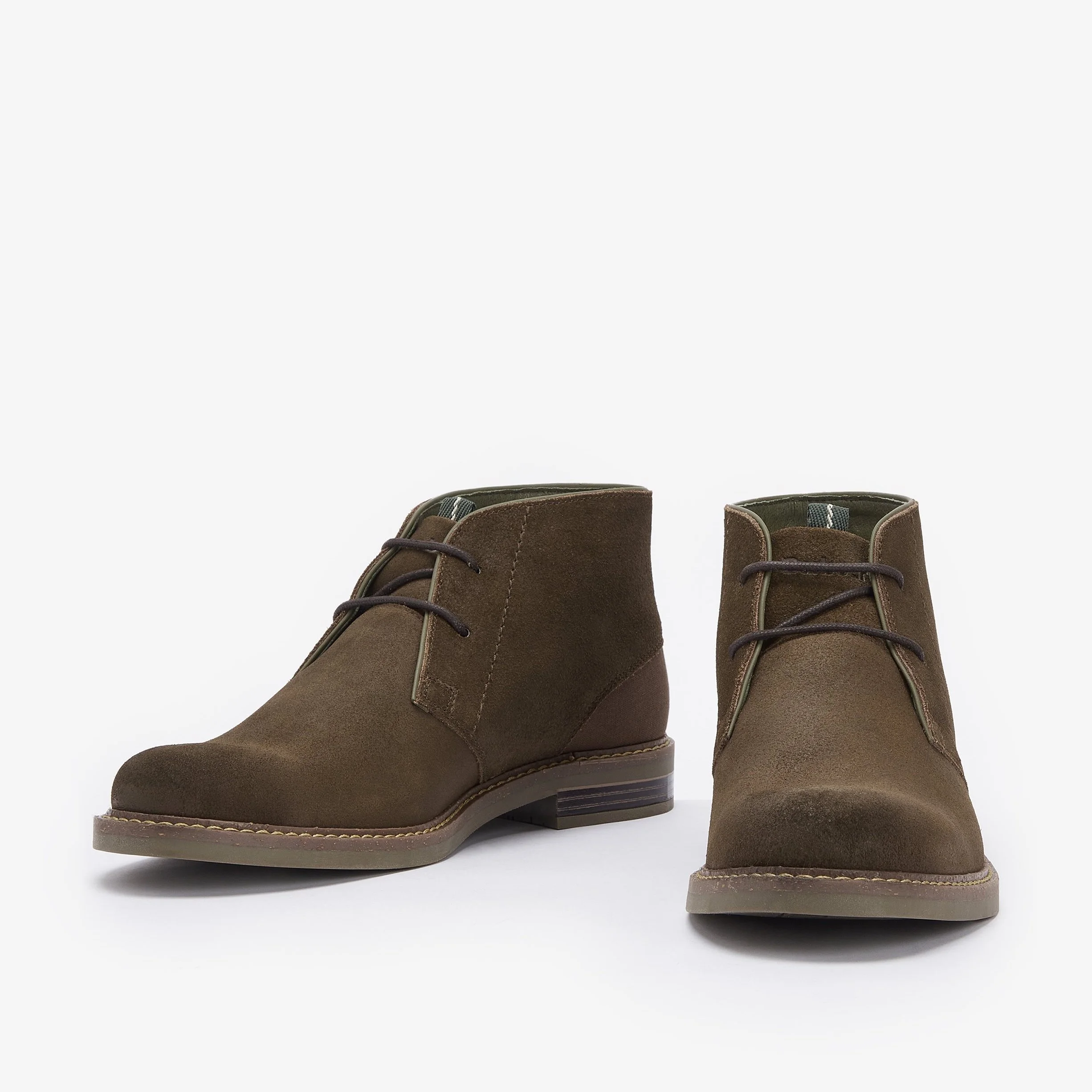 Front View of Barbour Readhead Chukka Boot in Khaki