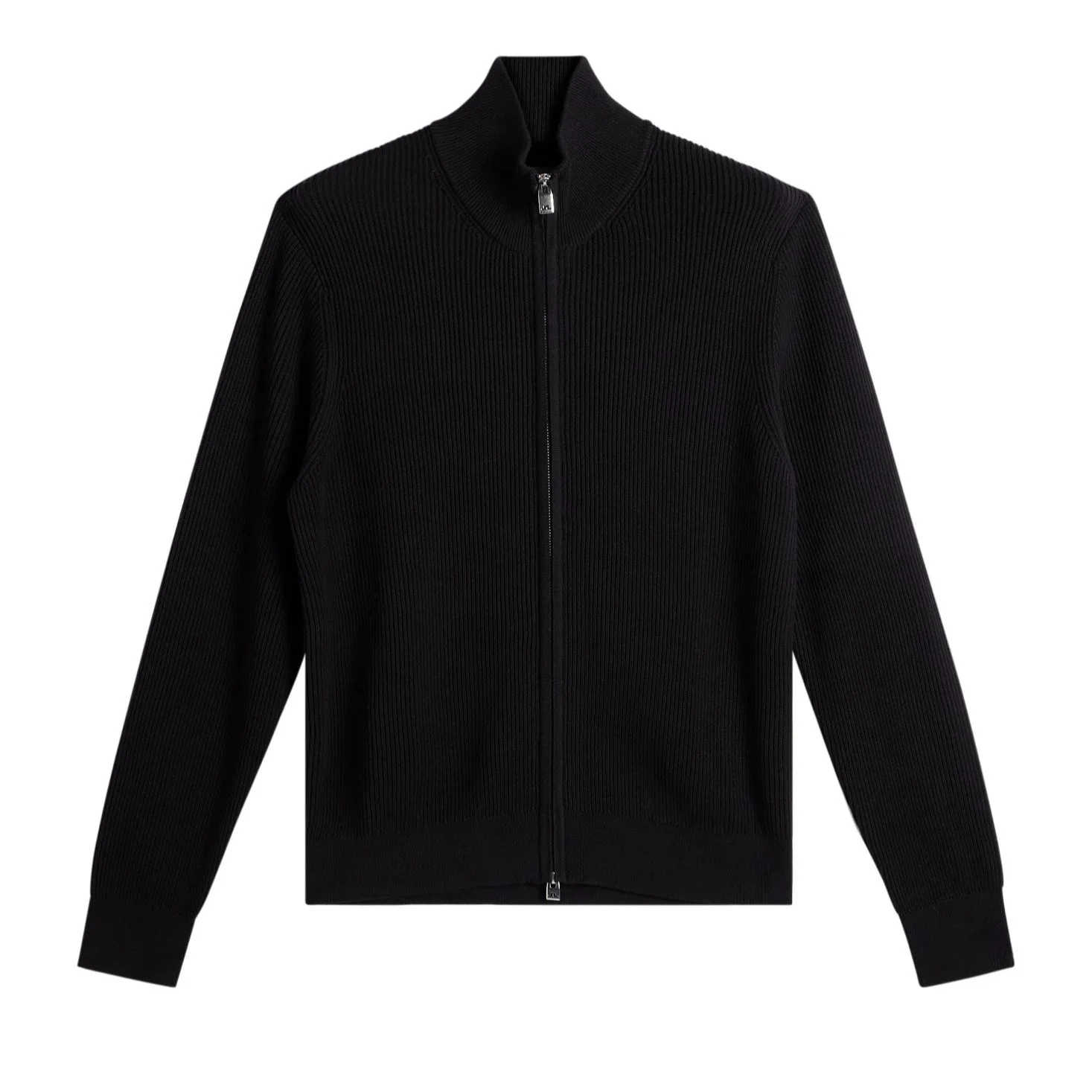 Flat View of J Lindeberg Alexis Full Zip Cardigan in Black