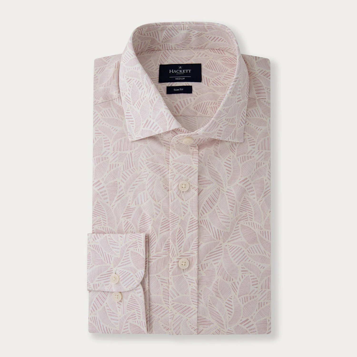 Folded flat lay of Hackett Leaf Print Shirt in Pink / Yellow