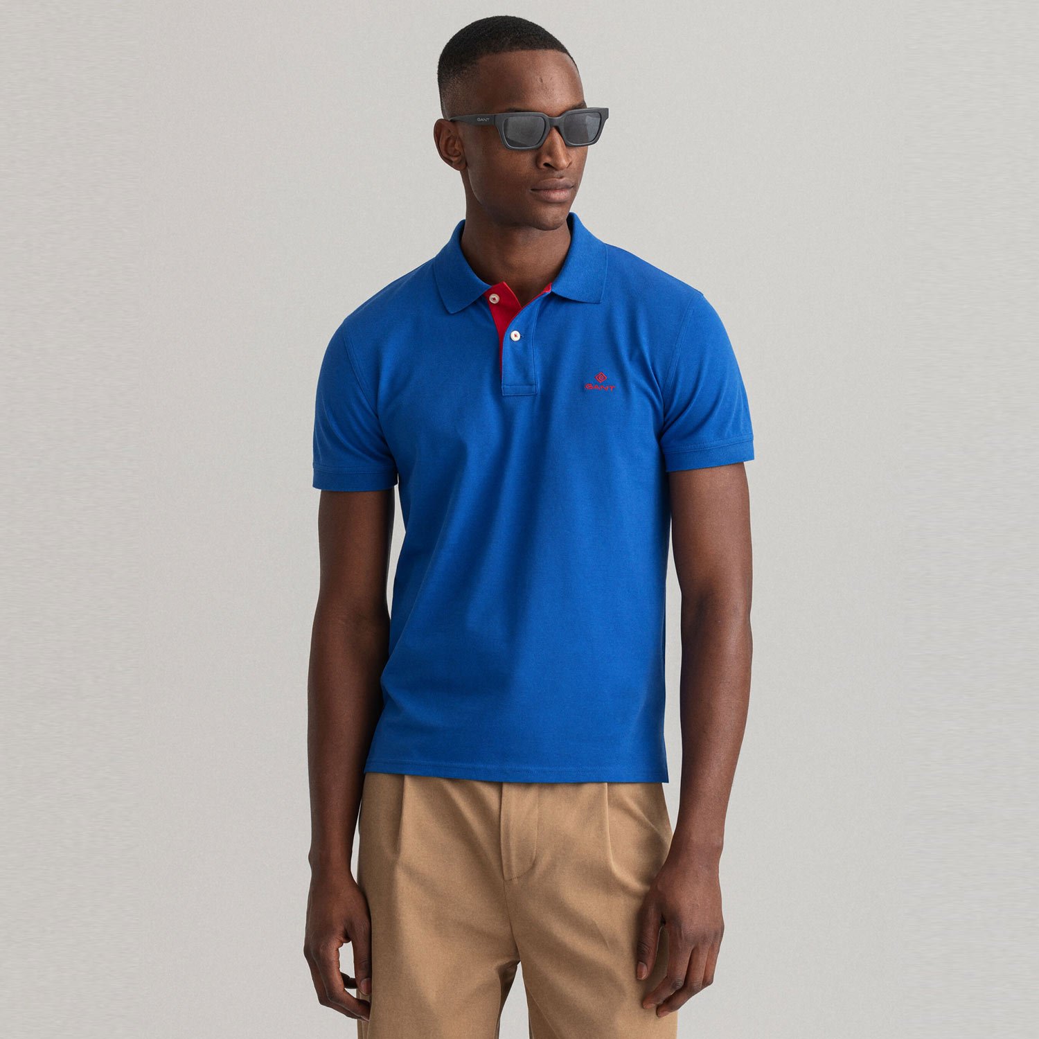 Buy GANT Contrast Collar Polo Shirt in Blue | Westdaw Menswear