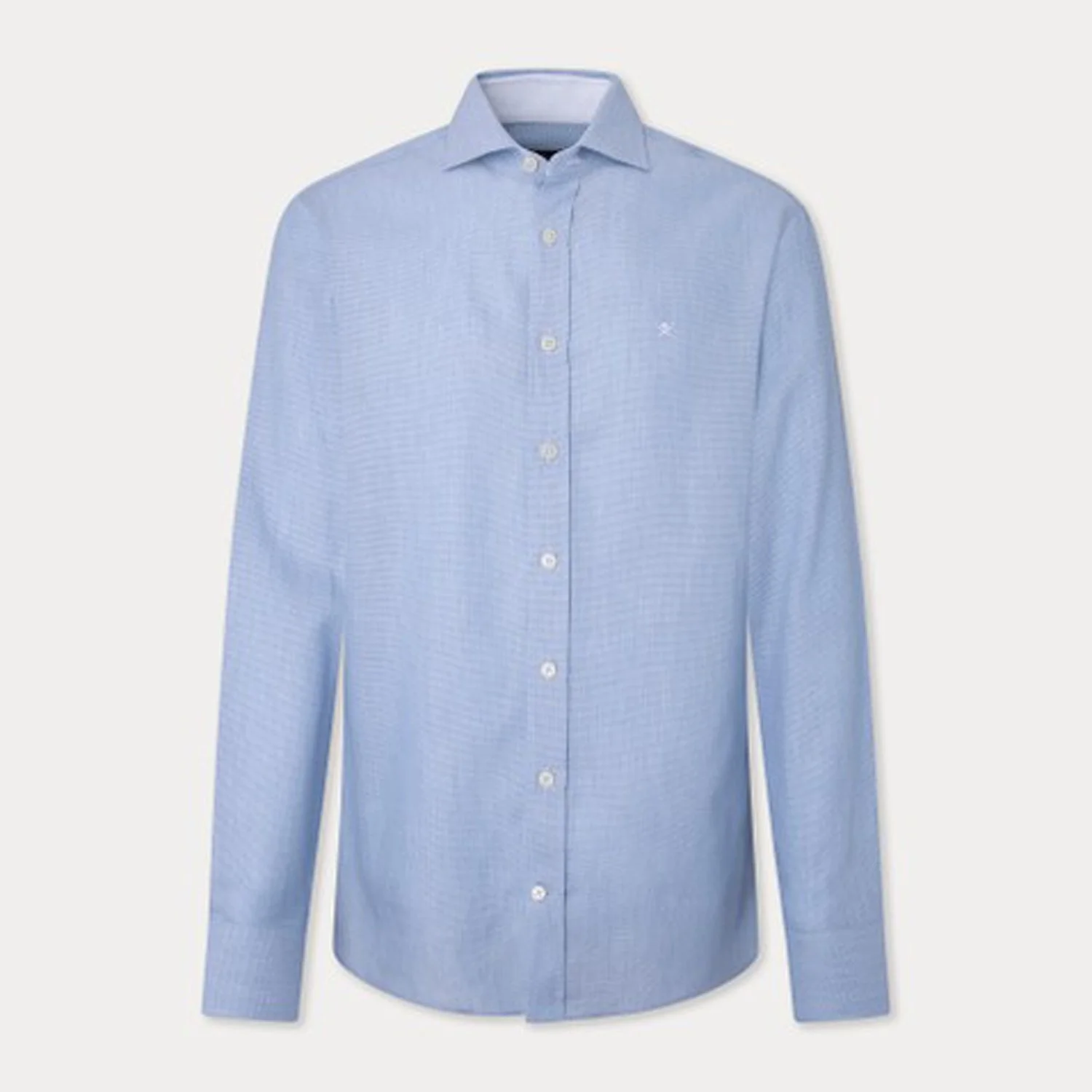 Flat front lay of Hackett Slim-Fit Texture Shirt in Light Blue