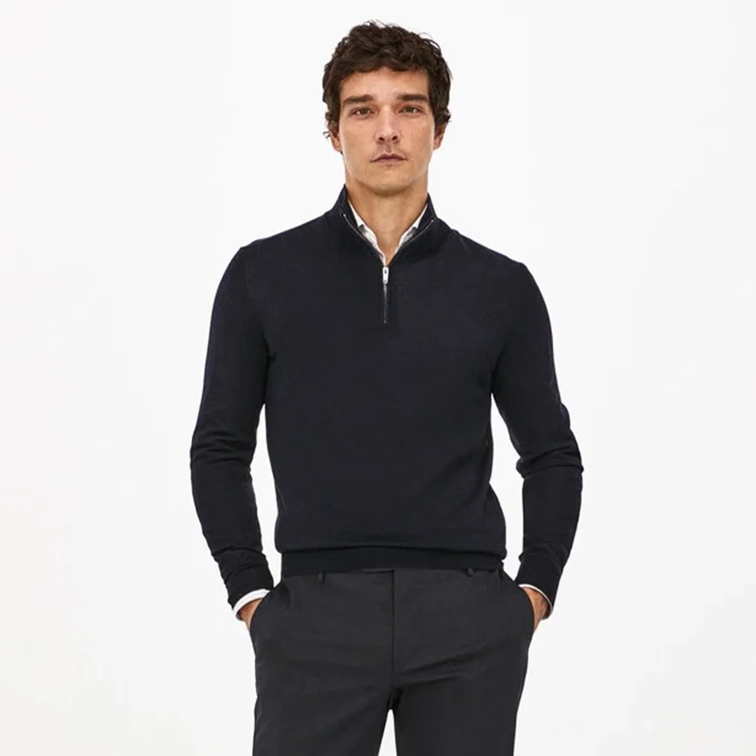 Buy Hackett Merino Silk Half-Zip Jumper 