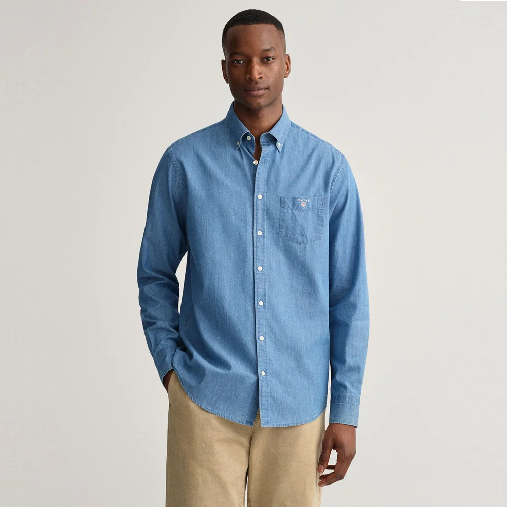 Chemise courte en jean pour femmes en Bleu