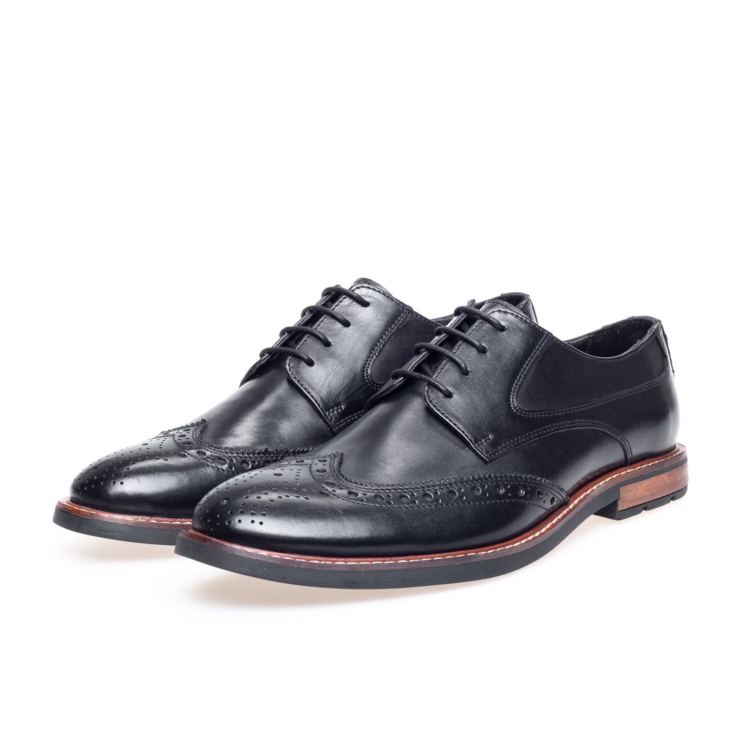 Front side view of John White Leo Brogue in Black