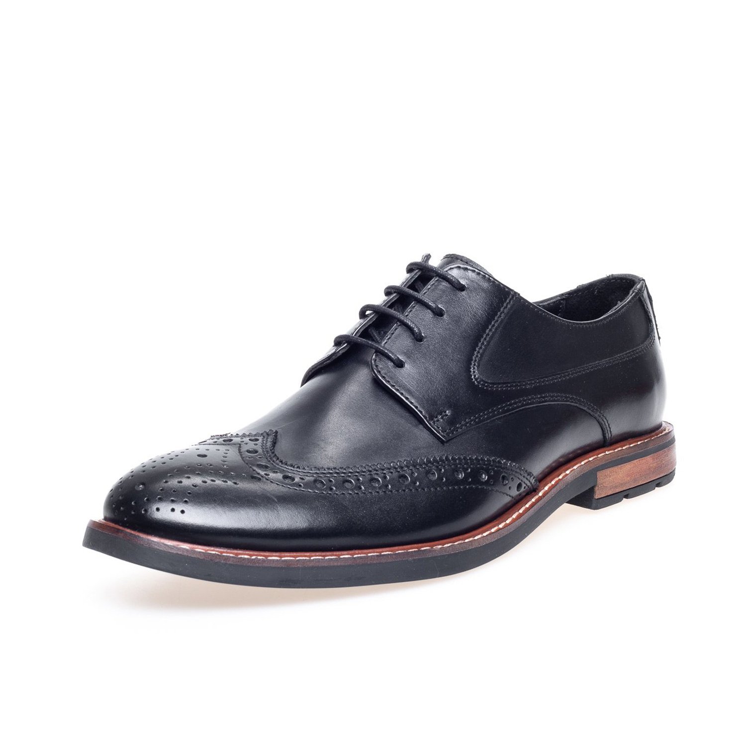 Front side view of John White Leo Brogue in Black