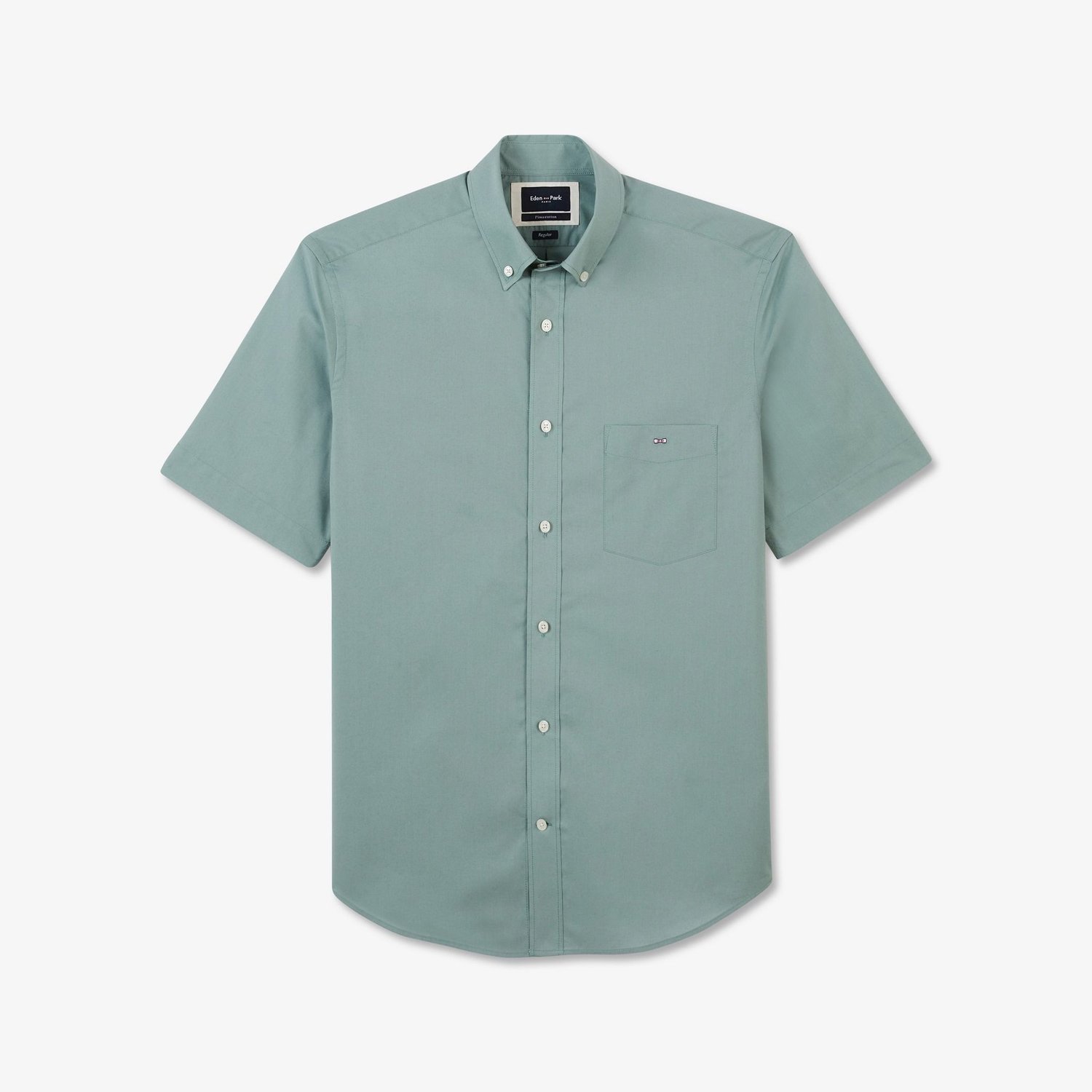 Flat front lay of Eden Park Short-Sleeve Shirt in Green