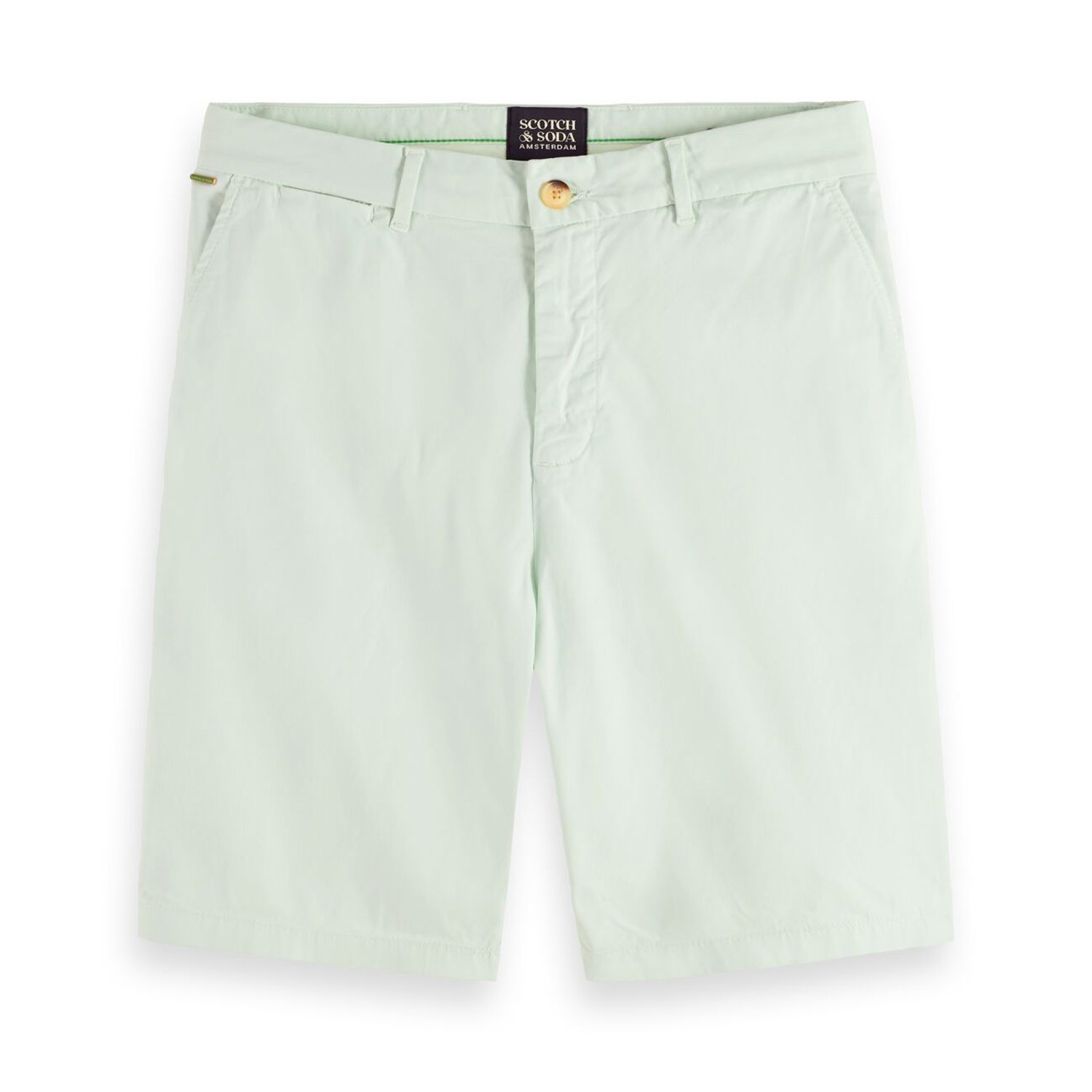Flat front lay of Scotch & Soda Chino Shorts in Mint