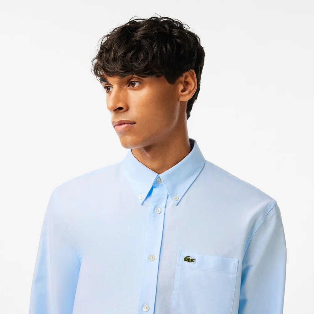 Buy Lacoste Regular-Fit Cotton Oxford Shirt in Light Blue | Westdaw Menswear Buy Lacoste Regular-Fit Cotton Oxford Shirt in Light Blue | Westdaw Menswear