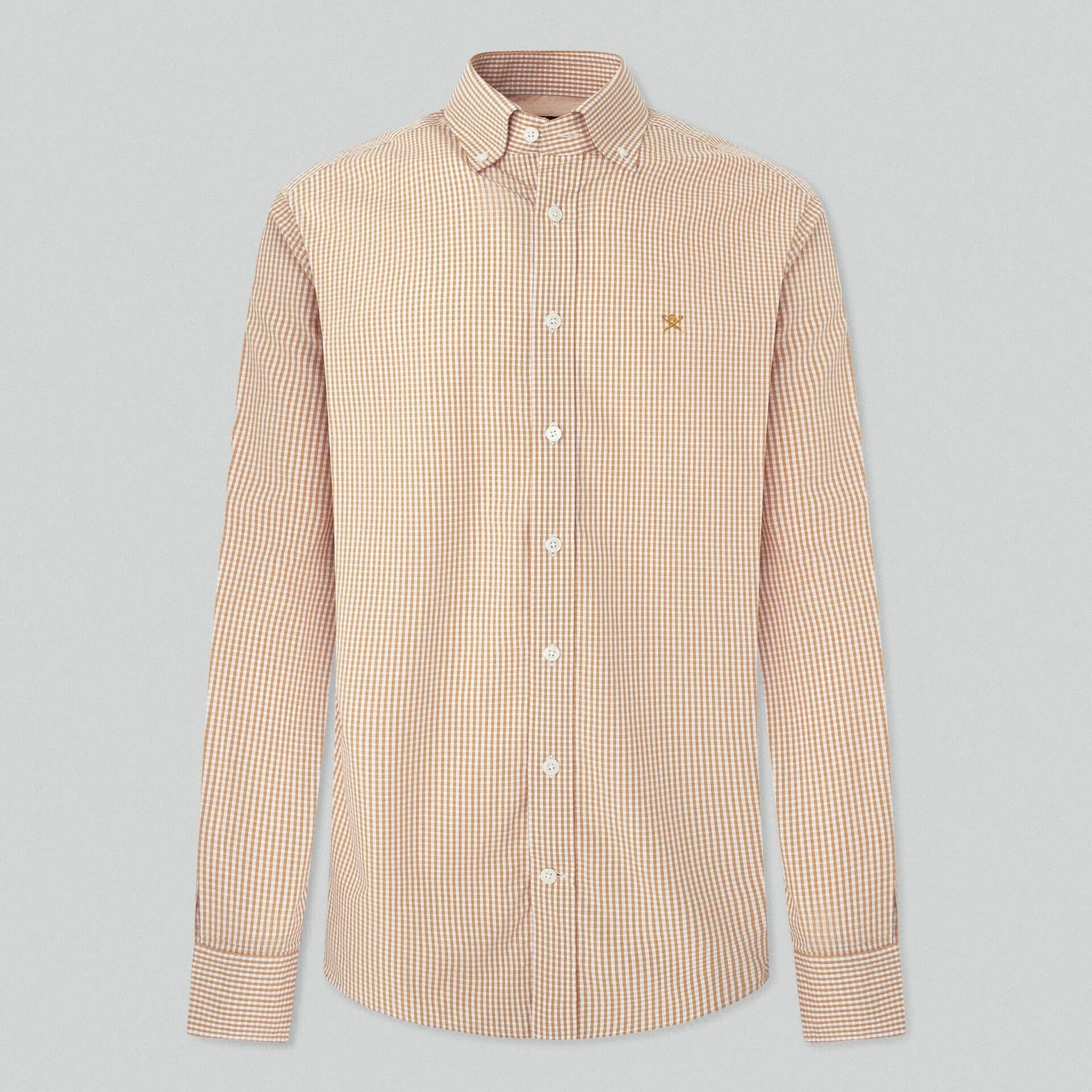 Flat view of Hackett Mini Gingham Shirt in Orange