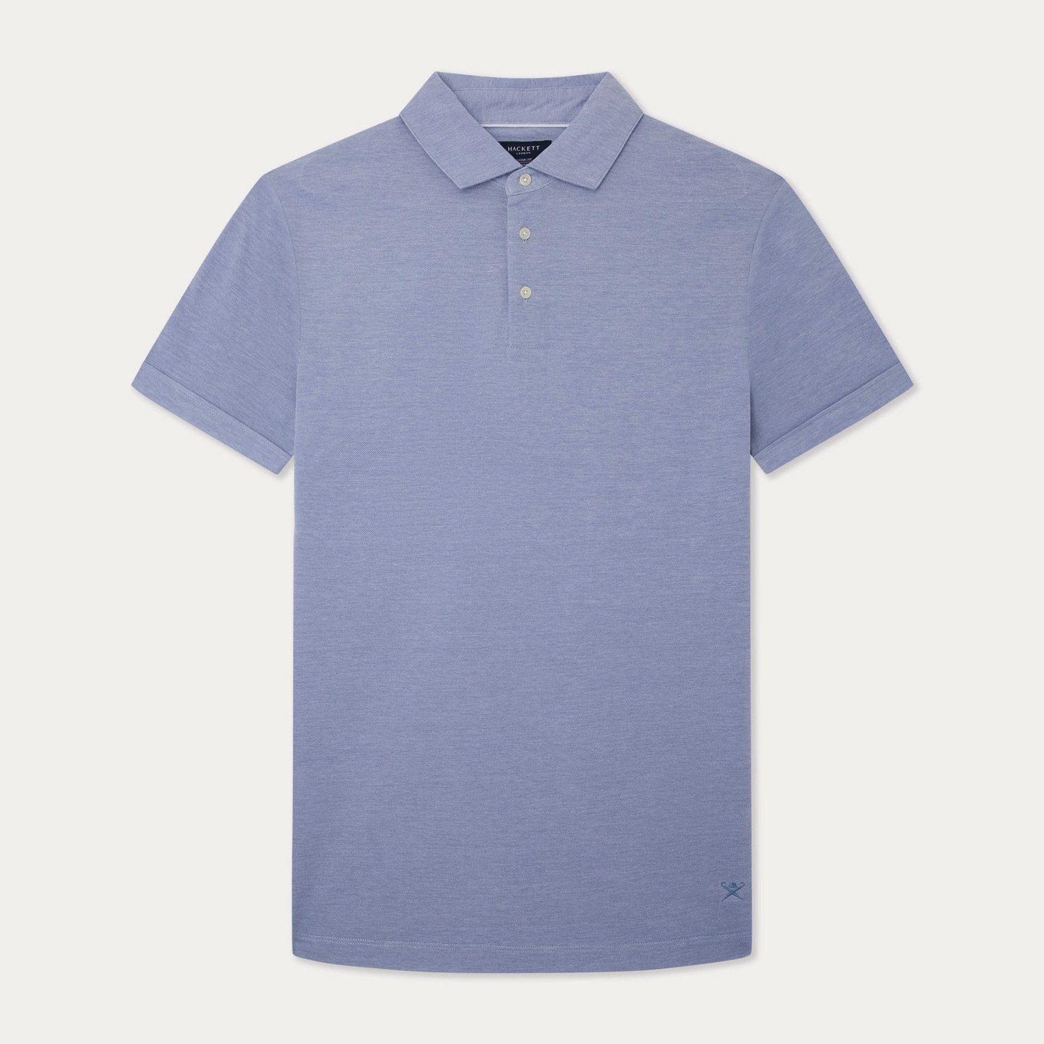 Flat View of Hackett Mercerised Polo in Light Blue