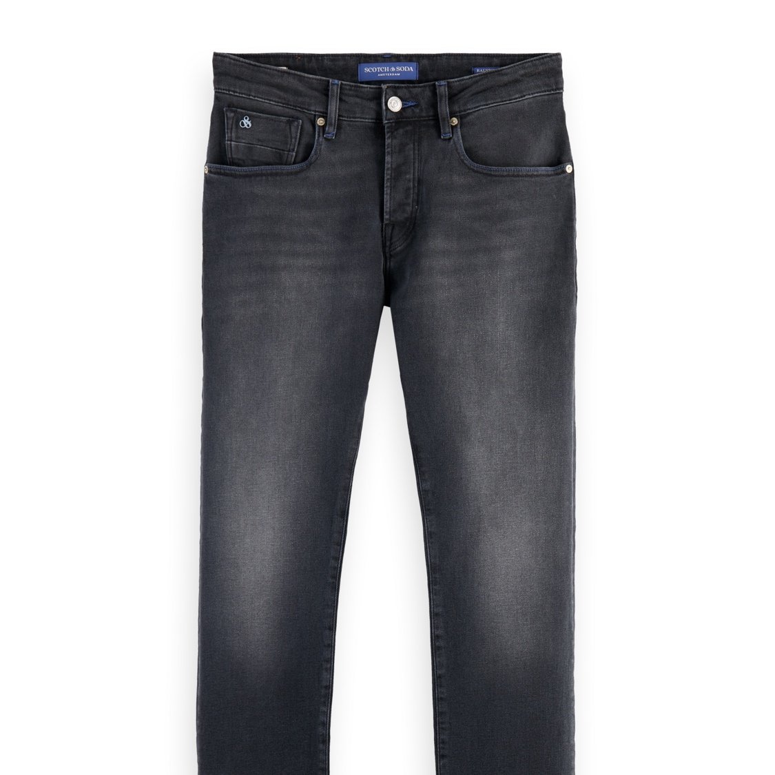 Flat View of Scotch & Soda Slim Fit Jean in Washed Black