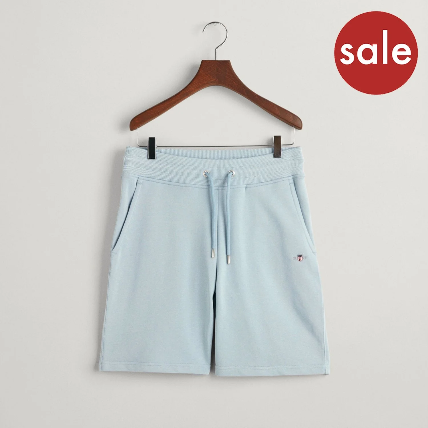 Flat View of GANT Sweat Shorts in Light Blue - SALE