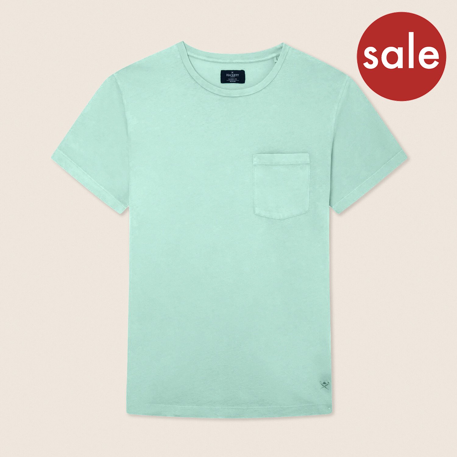 Flat front lay of Hackett T-Shirt in Aqua - SALE