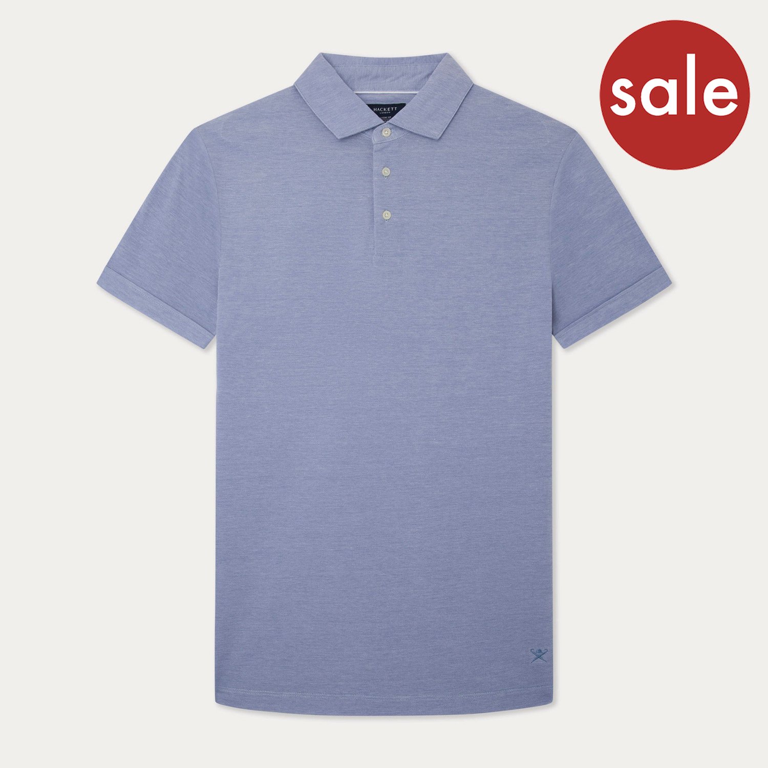 Flat View of Hackett Mercerised Polo in Light Blue - SALE