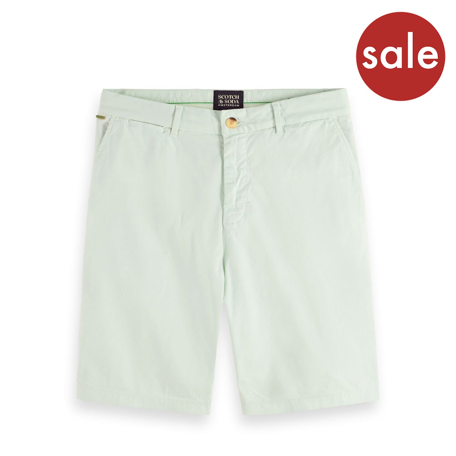 Flat front lay of Scotch & Soda Chino Shorts in Mint - SALE