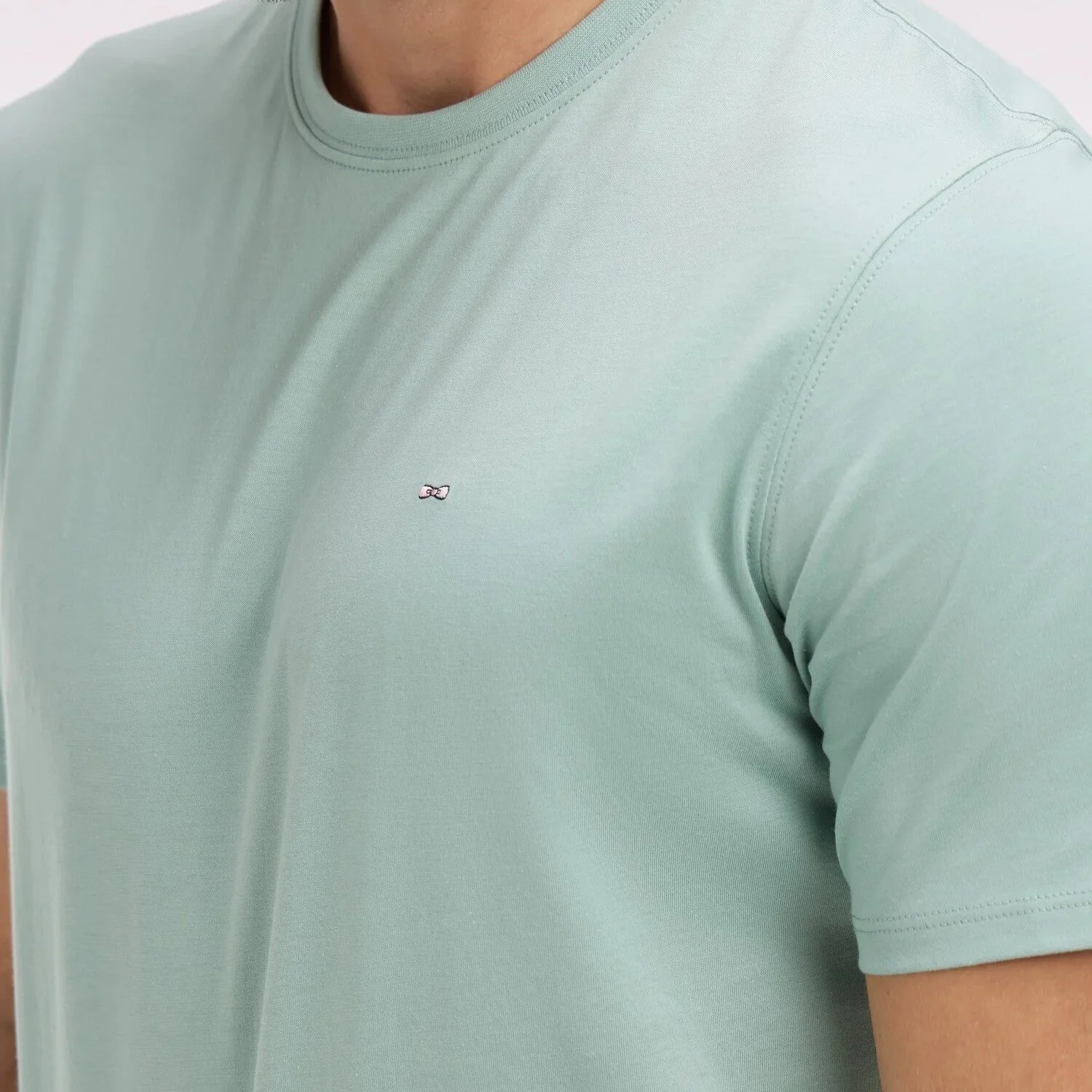 Close View of Eden Park Pima Cotton T Shirt in Soft Green