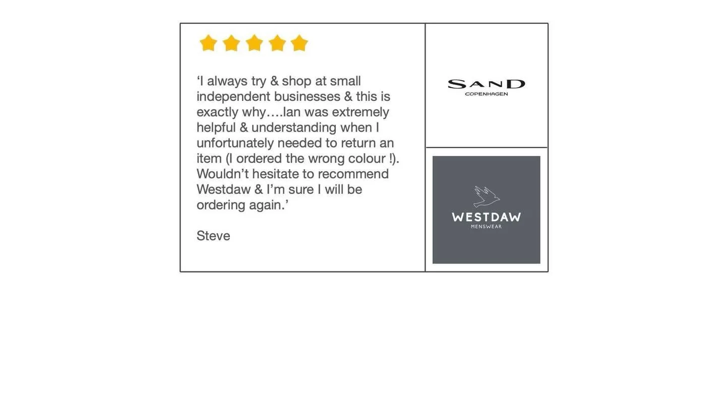 Thanks SO MUCH Steve.

With our relentless focus on customer service we really appreciate people taking the time to give us some feedback - we love a happy customer, even when they&rsquo;re returning stuff!😎

Shop the full range online or in our Dor
