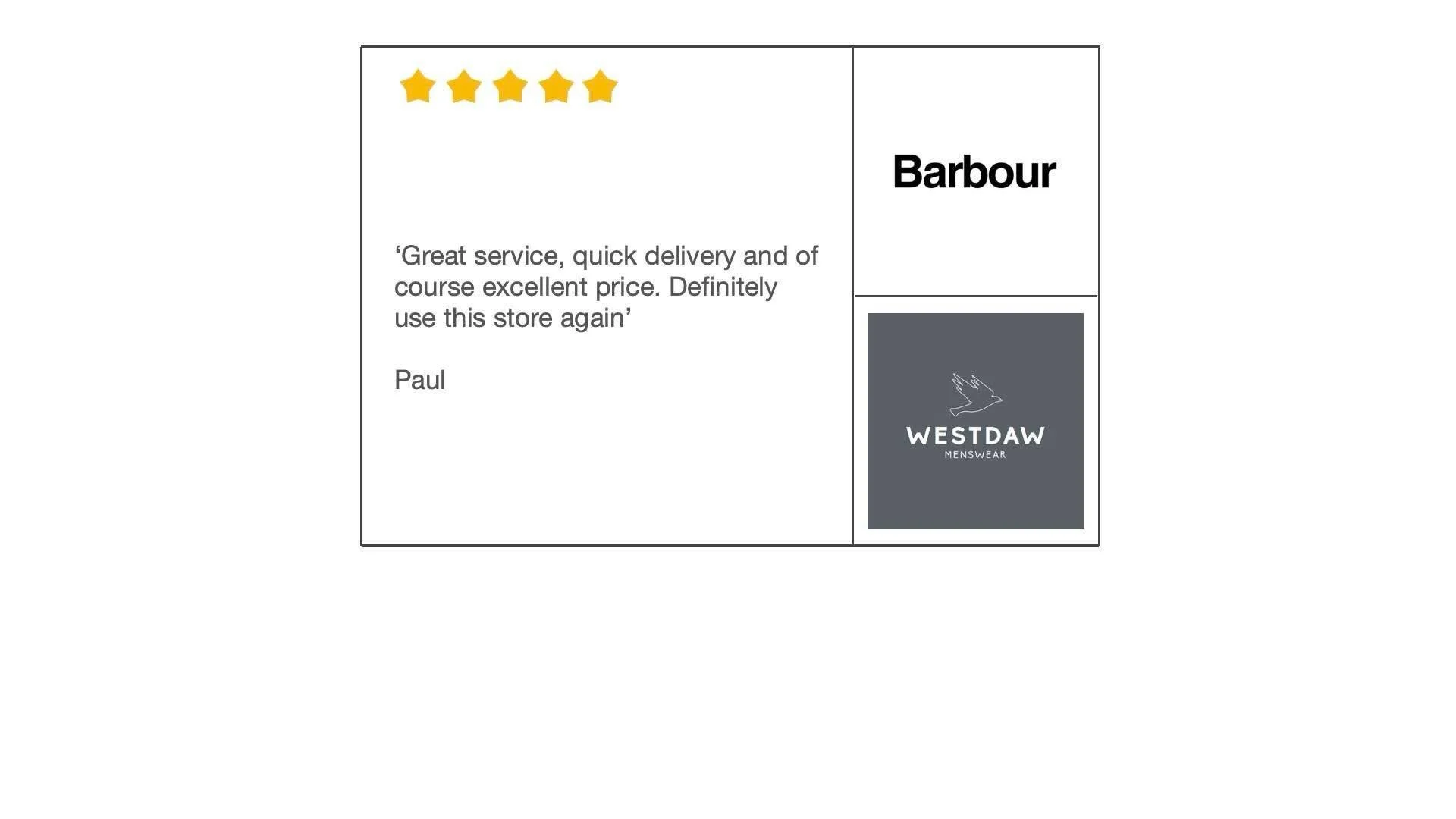 Thanks SO MUCH Paul.

With our relentless focus on customer service we really appreciate people taking the time to give us some feedback - we love a happy customer!😎

Shop the full range online or in our Dorking shop.

And if you&rsquo;d like to giv