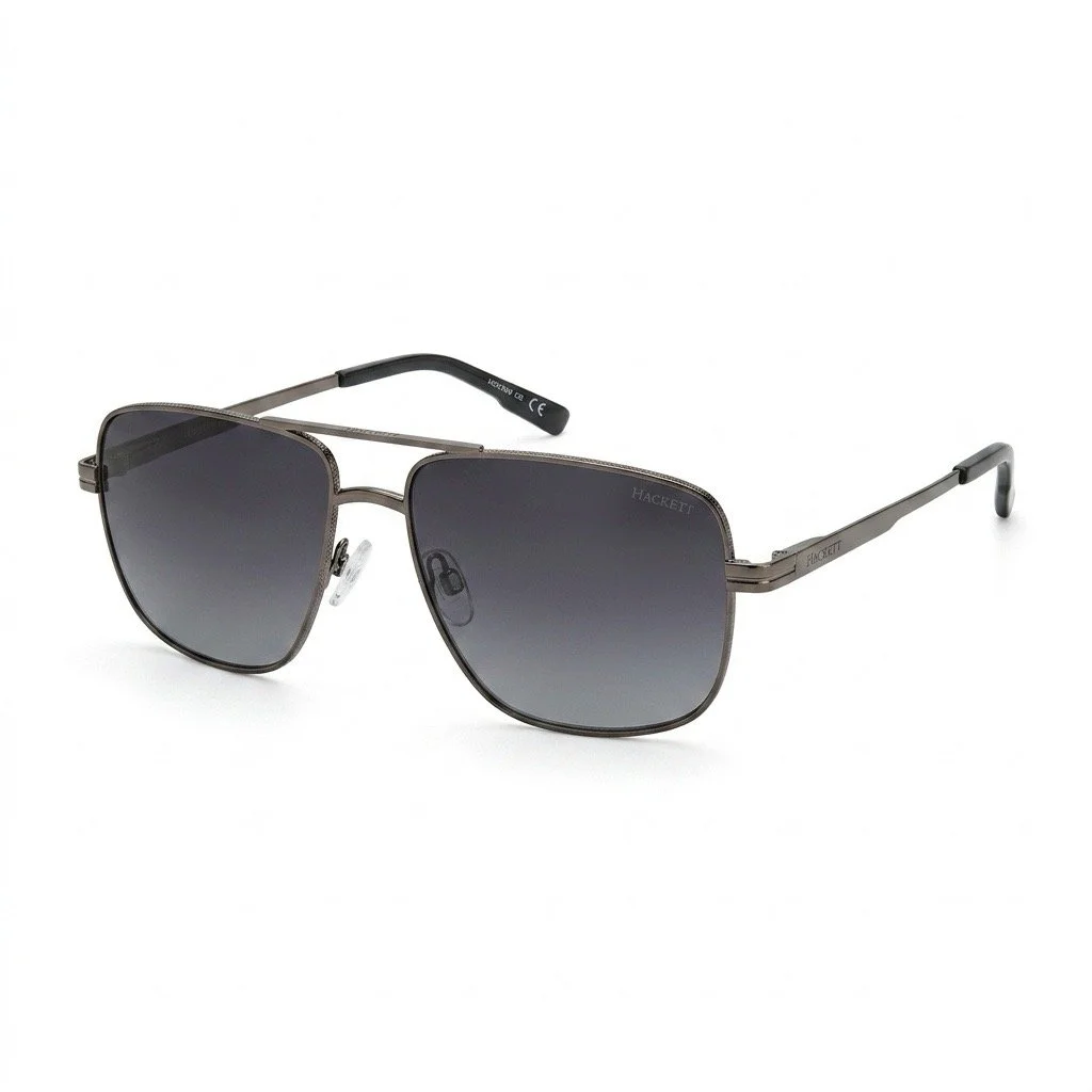 Side front view of Hackett Square Sunglasses in Black
