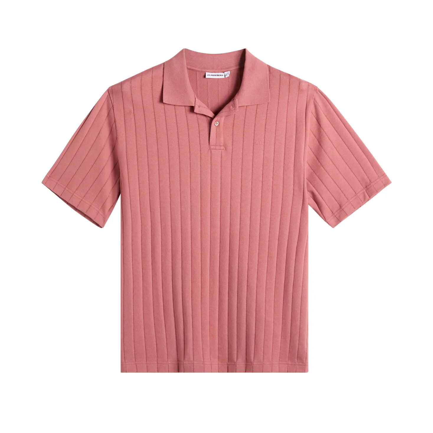 Flat View of J Lindeberg Self Stripe Polo in Pink