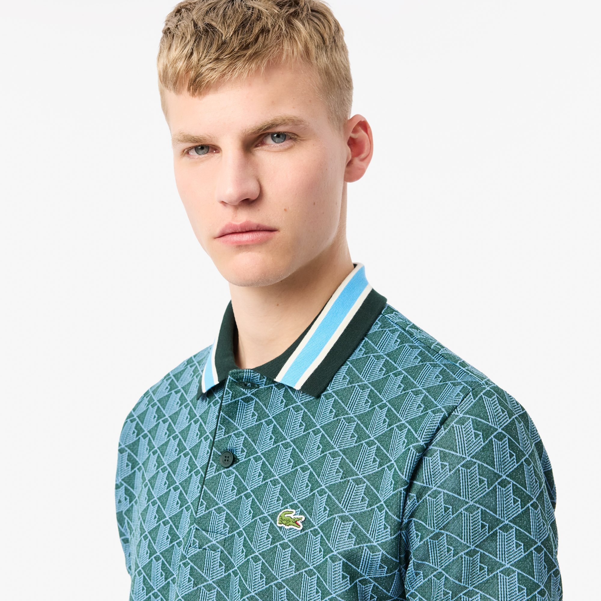 Lacoste Motif Pattern Polo - Green / Aqua