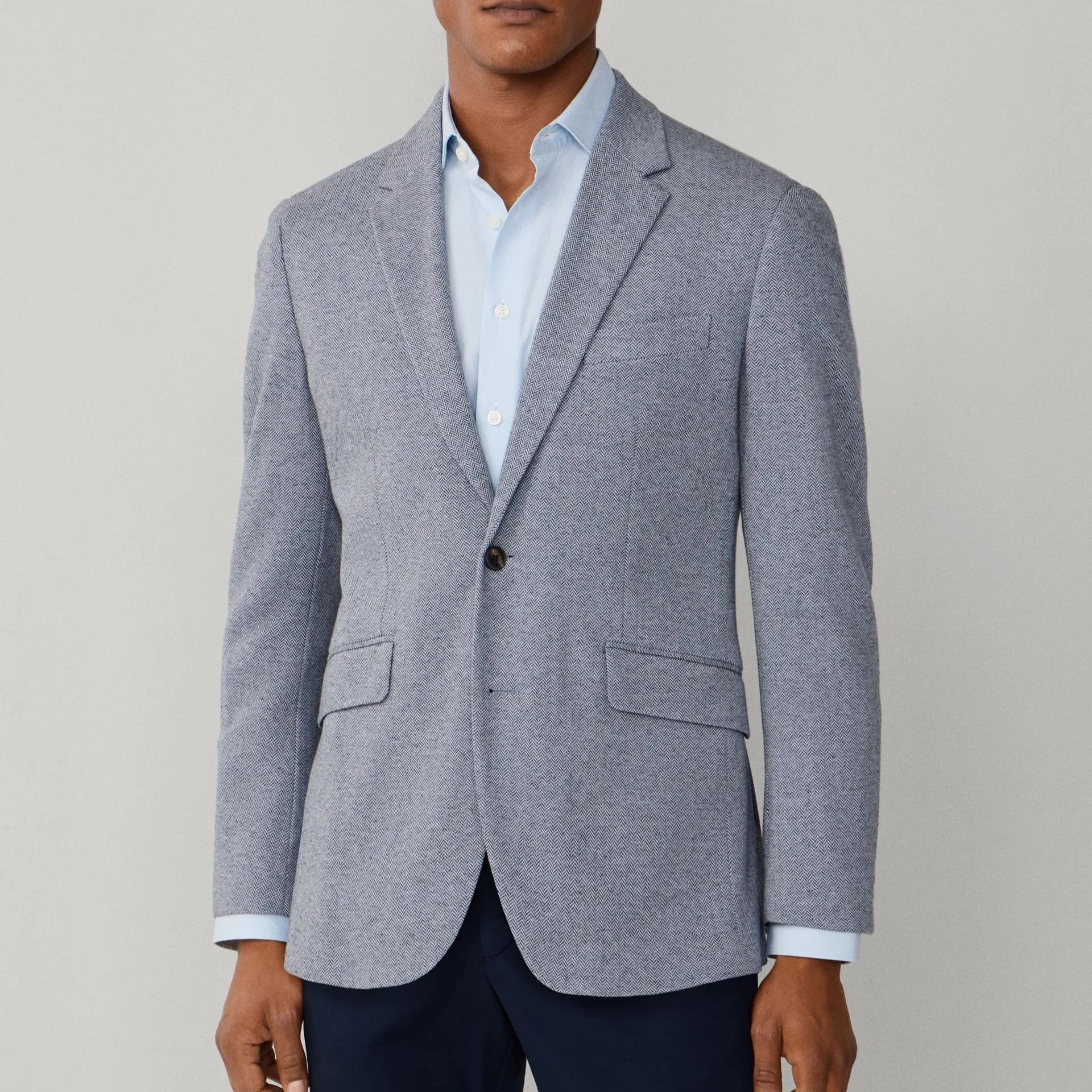 Mode View of Hackett Herringbone Blazer in Blue and Light Blue