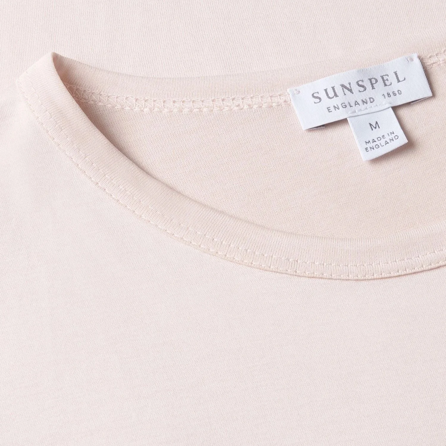 Close View of Sunspel Luxury Signature T Shirt in Pink