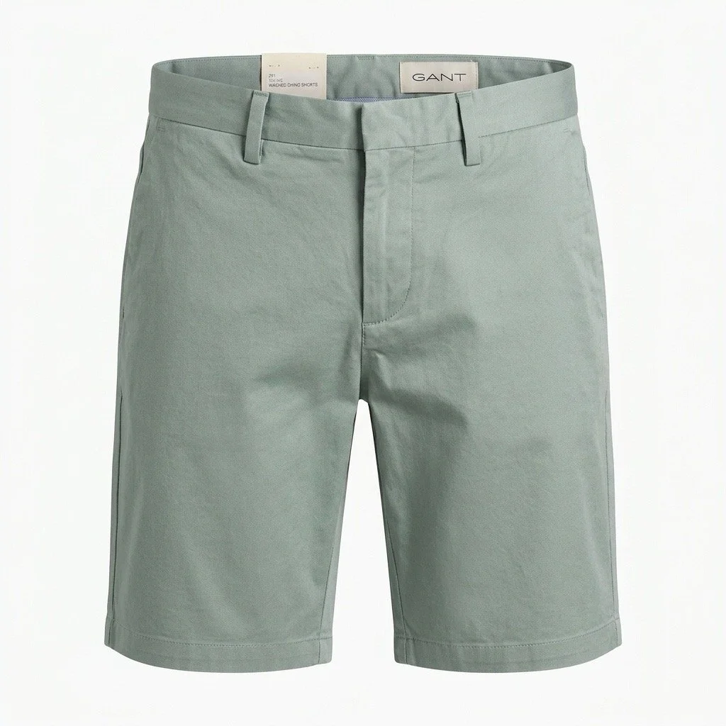 Flat View of GANT Slim Fit Sport Chino Shorts in Soft Green