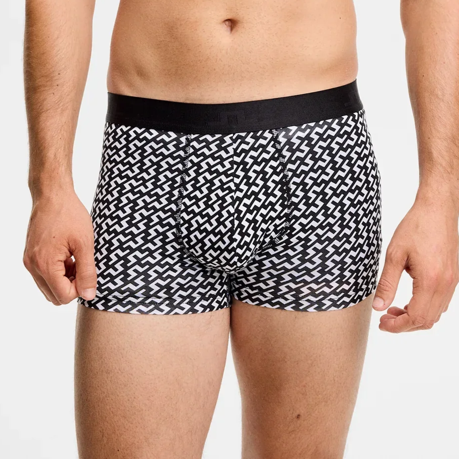 Model View of J Lindeberg Boxed Trunks in Black