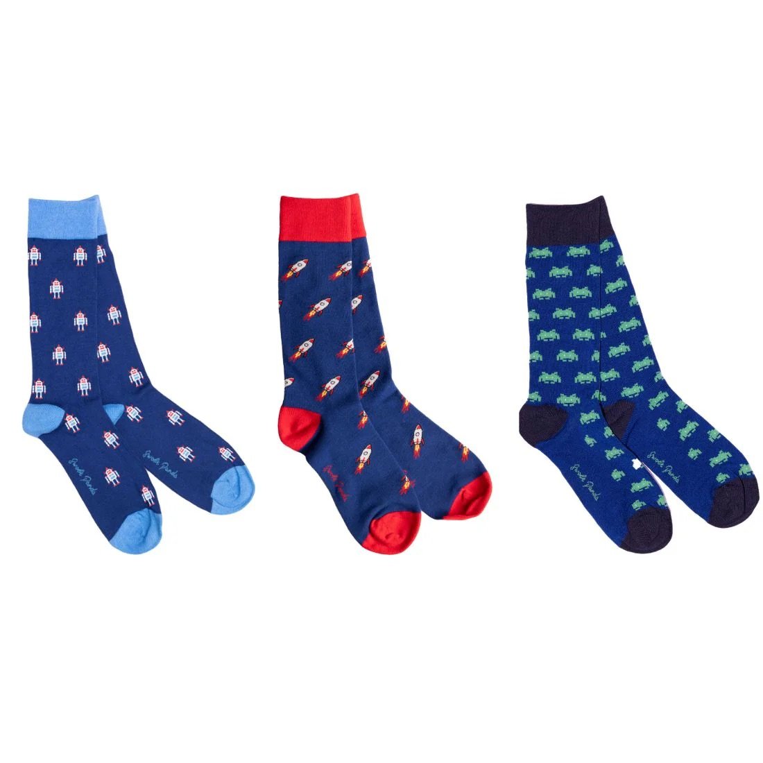 Unboxed View of Swole Panda Outer Space Socks Gift Box 3 Pack