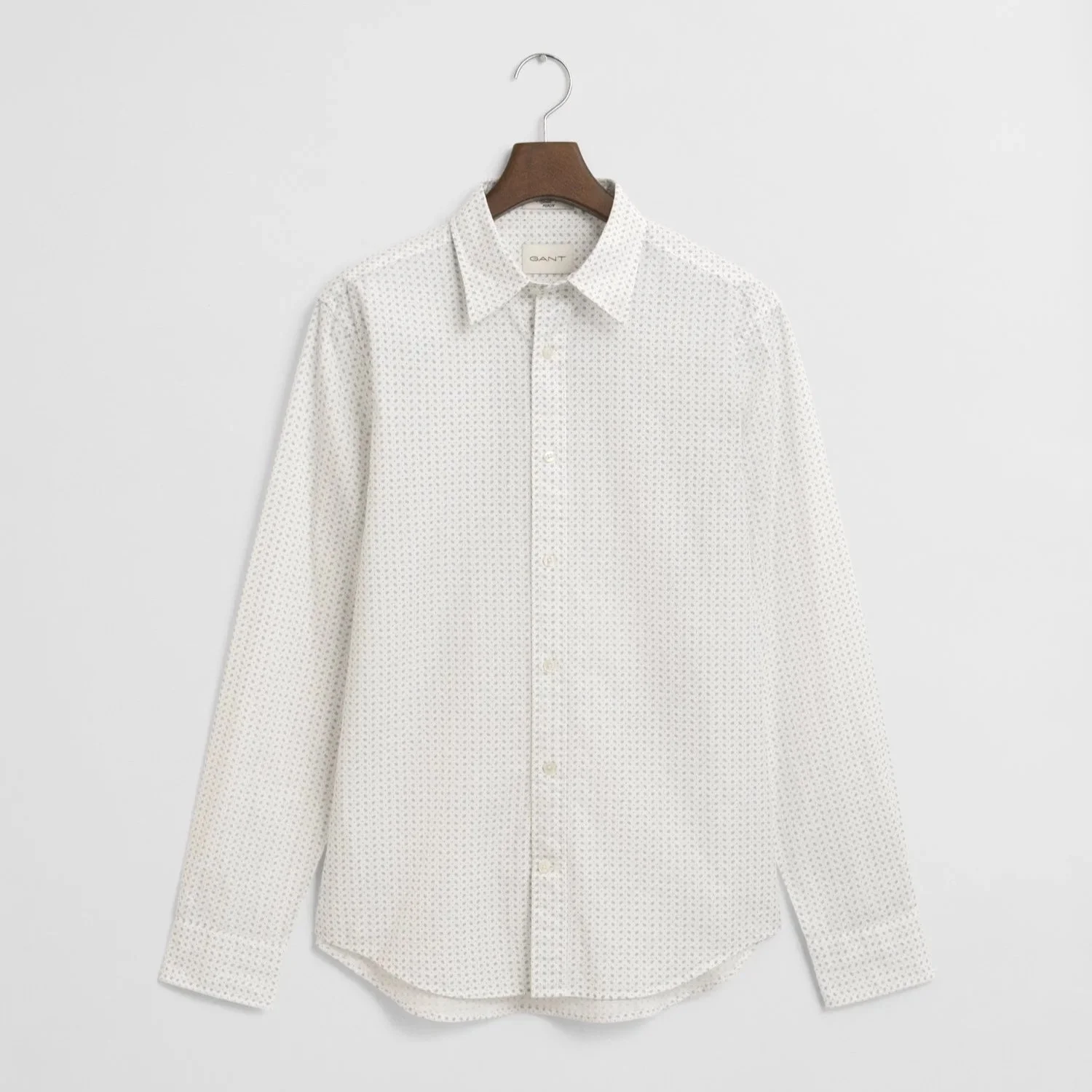 Flat View of GANT Micro Print Shirt in White and Navy