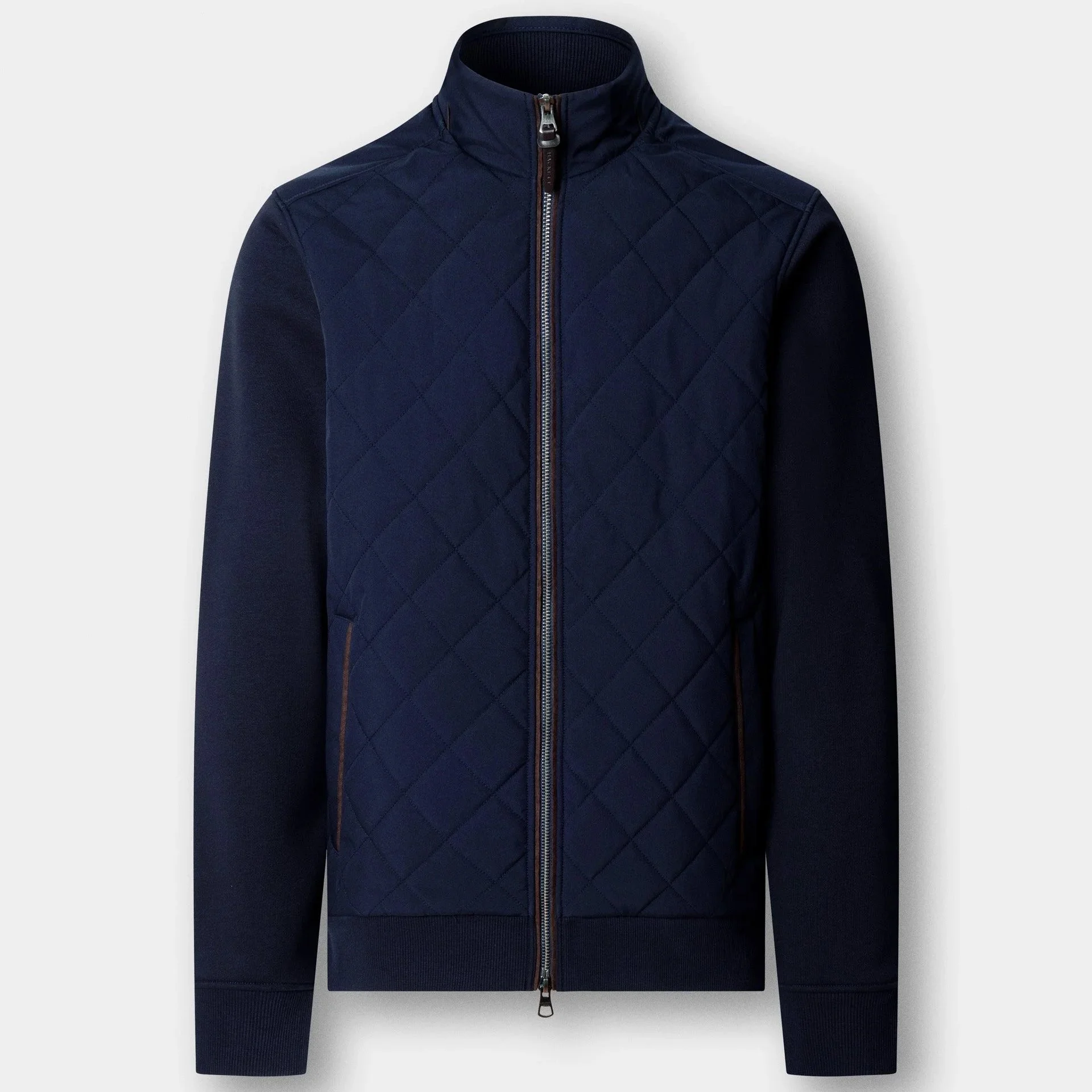 Flat View of Hackett Full Zip Hybrid Jacket in Navy