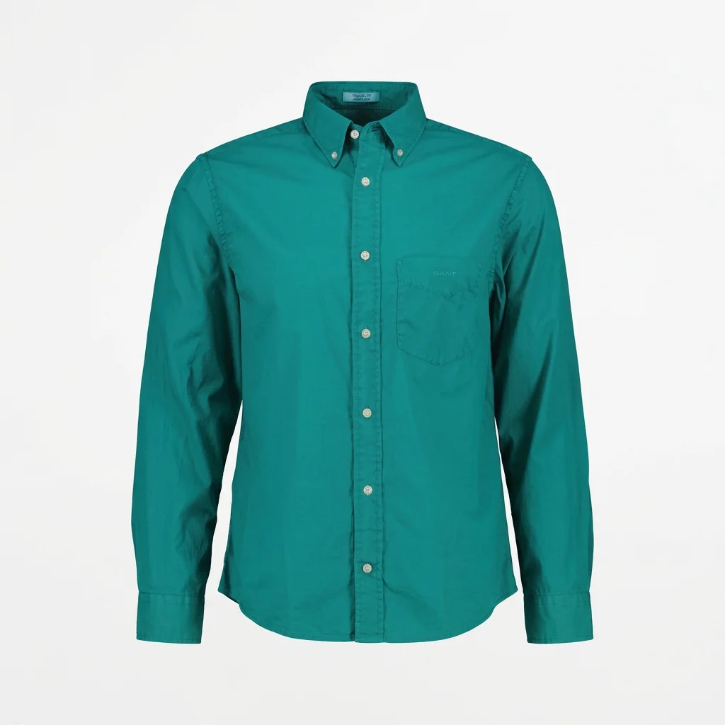 Flat View of GANT Cotton Voile Shirt in Jade Green