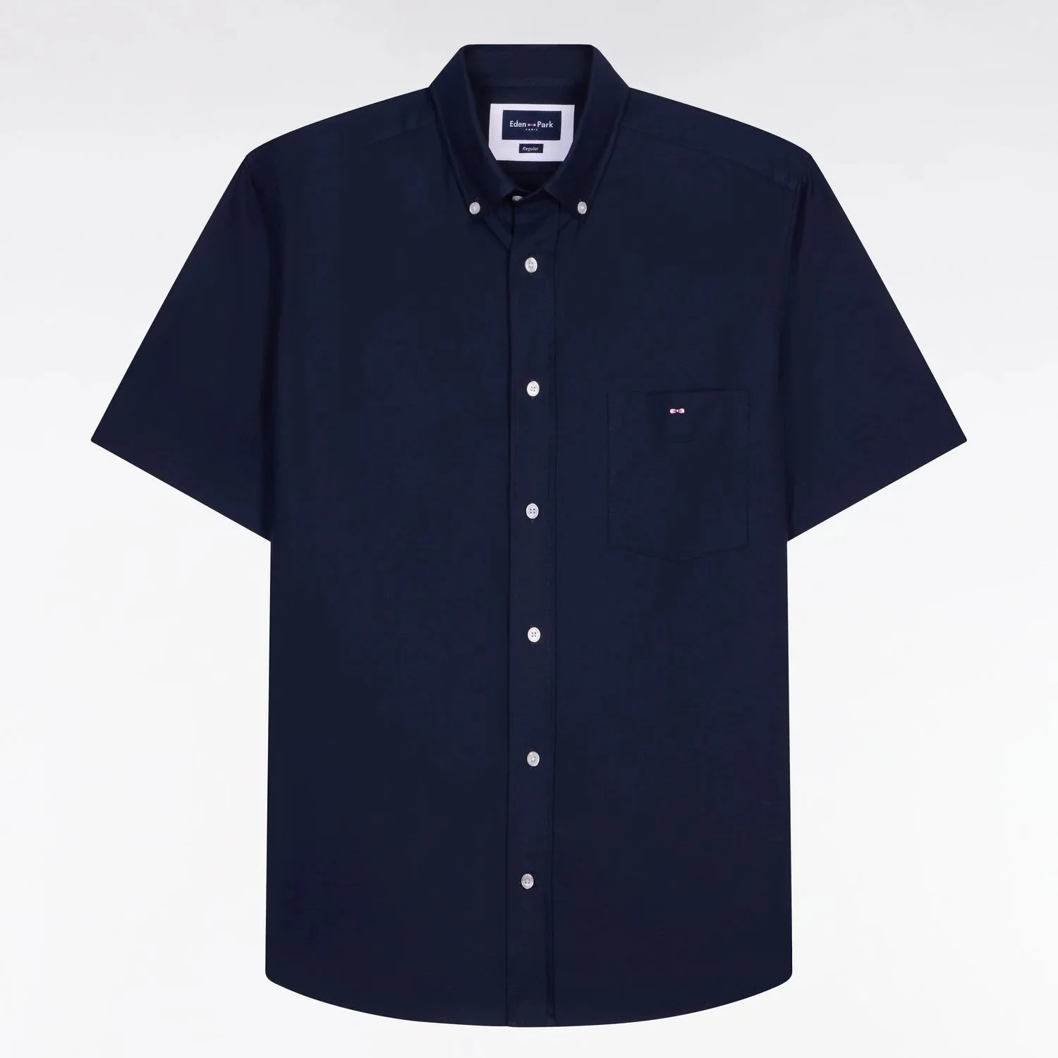 Flat View of Eden Park Texture Short Sleeve Shirt in Navy