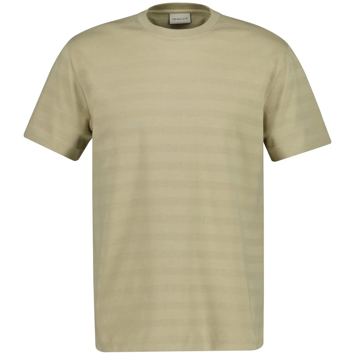 Flat View of GANT Tonal Striped T Shirt in Sand