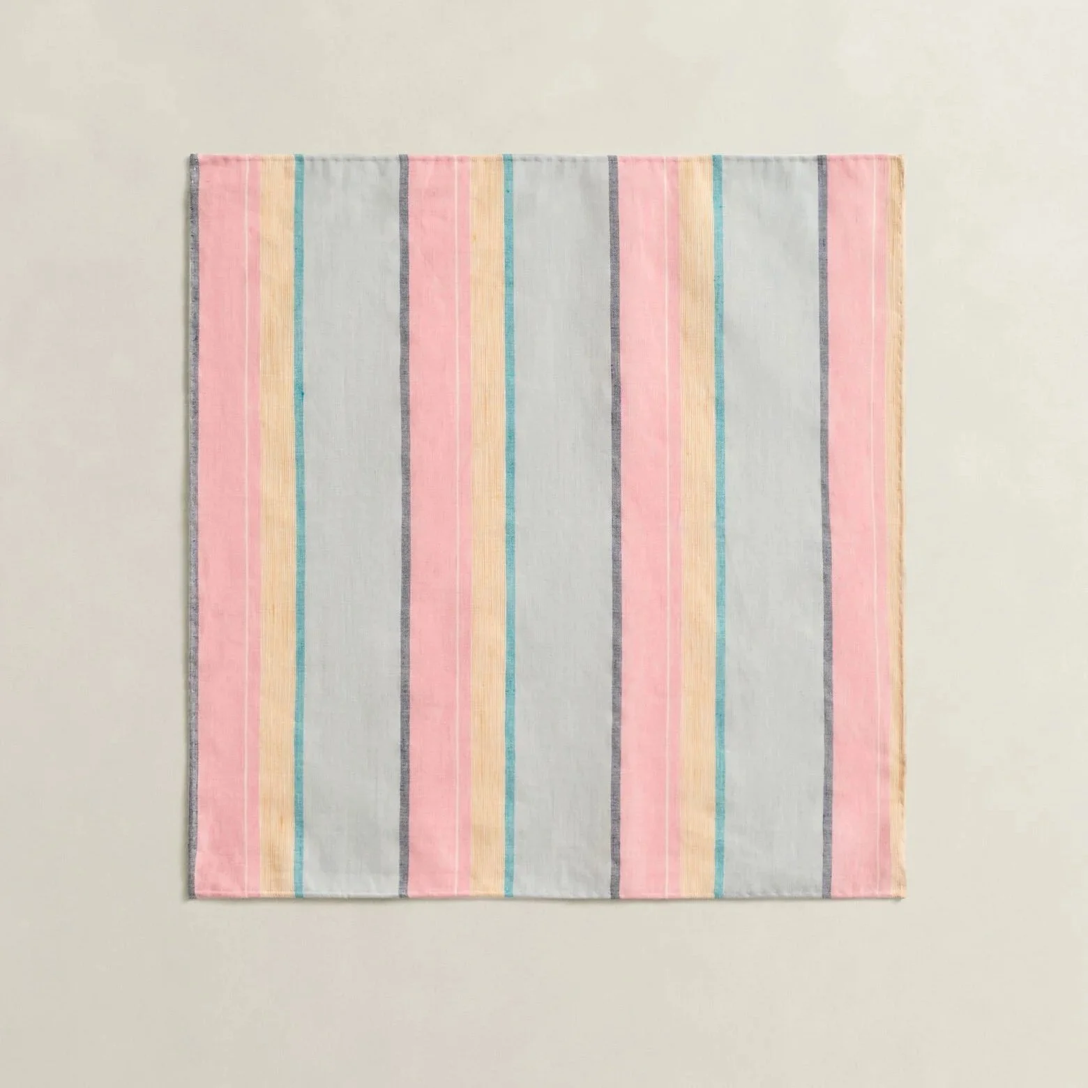 Flat View of GANT Stripe Pocket Square in Pink and Soft Green
