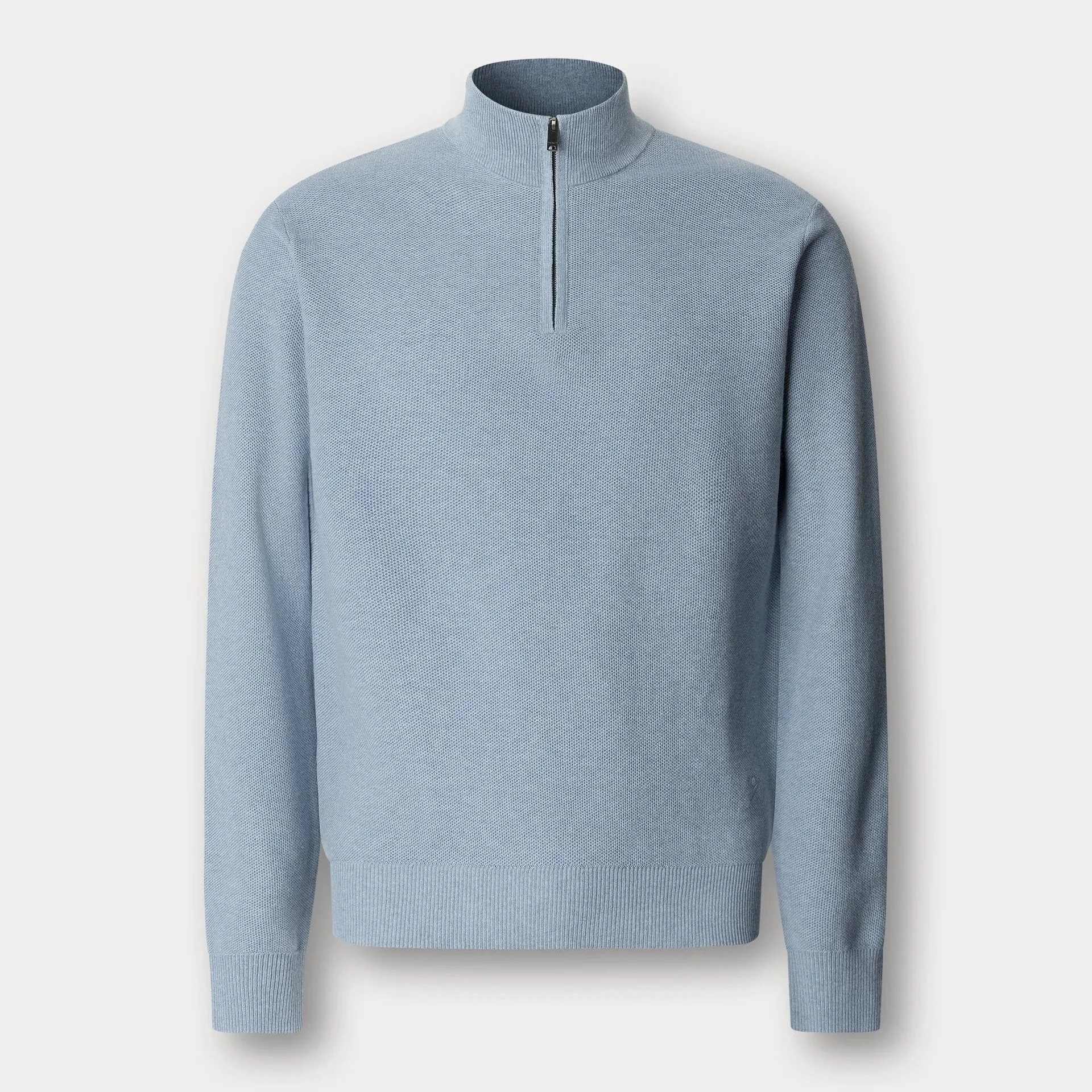 Flat view of Hackett Cashmere Mix Half Zip Jumper in Blue