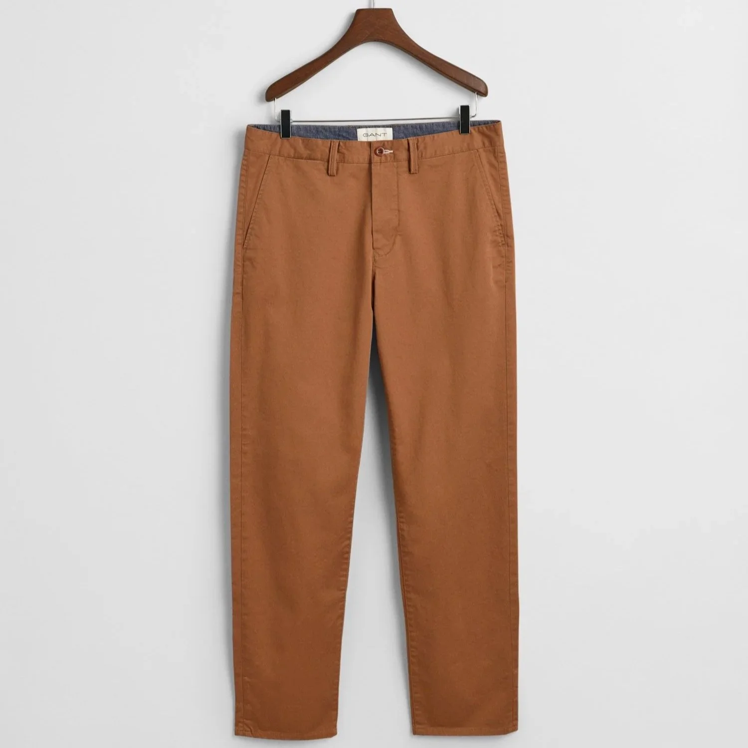 Flat View of GANT Regular Fit Twill Chino in Mid Brown
