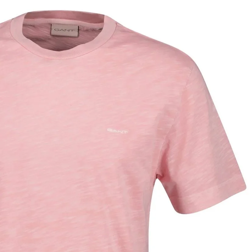 Close View of GANT Texture T Shirt in Pink