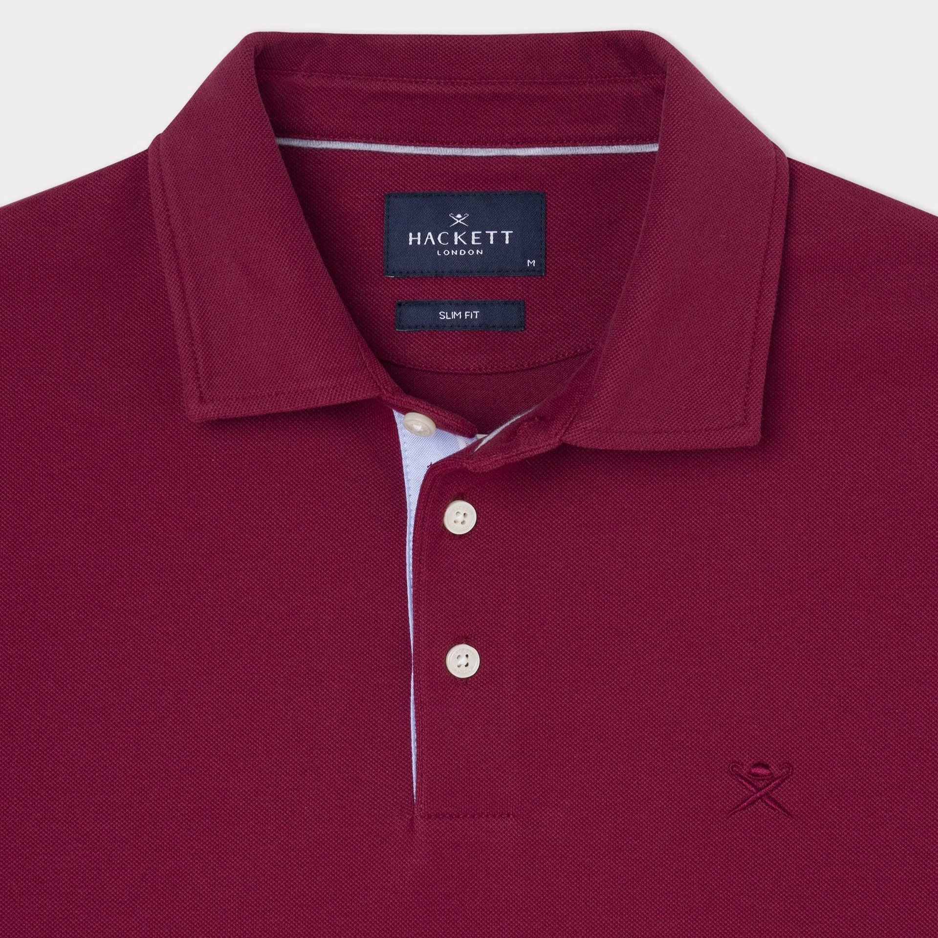 Detail View of Hackett Polo in Dark Red
