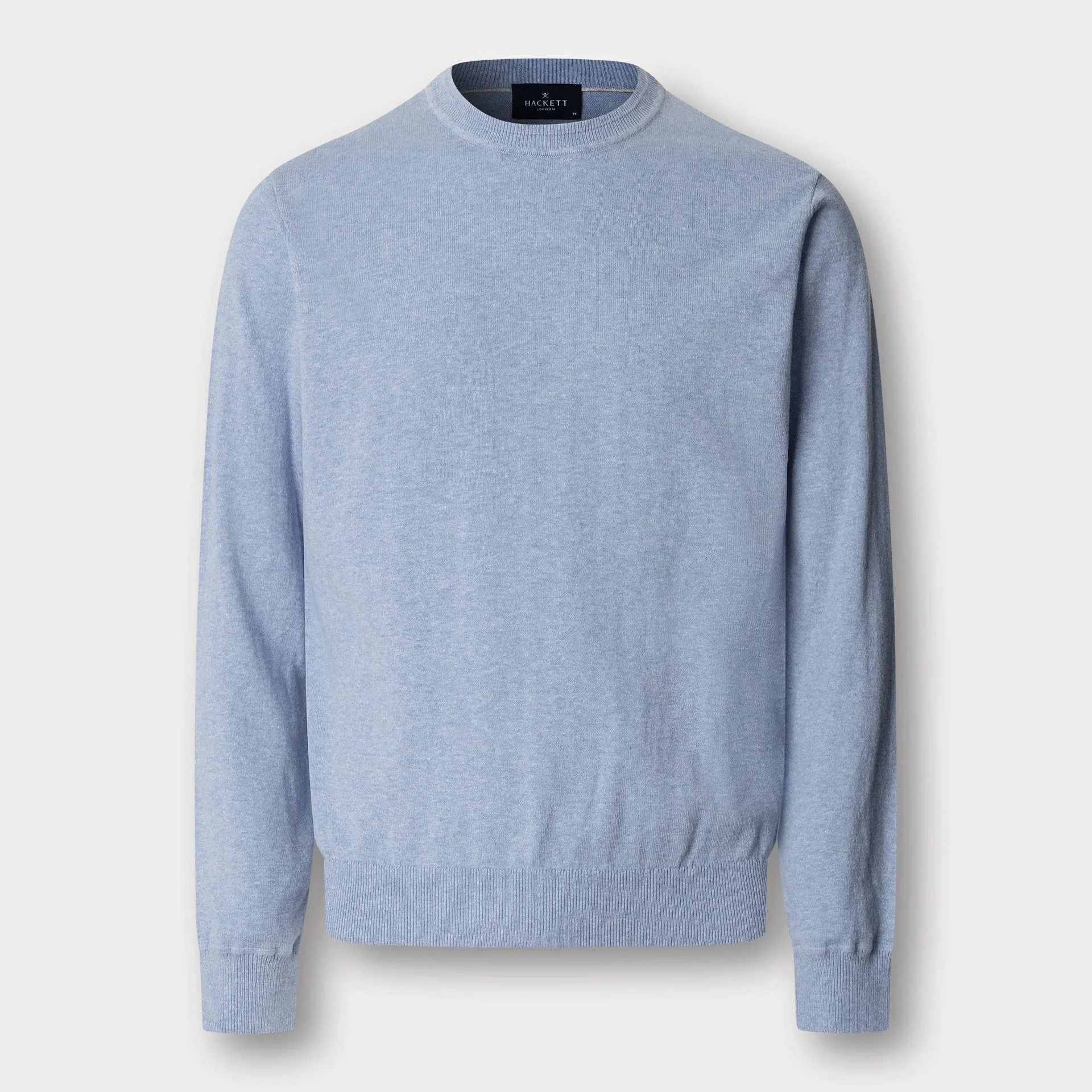 Flat View of Hackett Cotton and Linen Rich Jumper in Blue