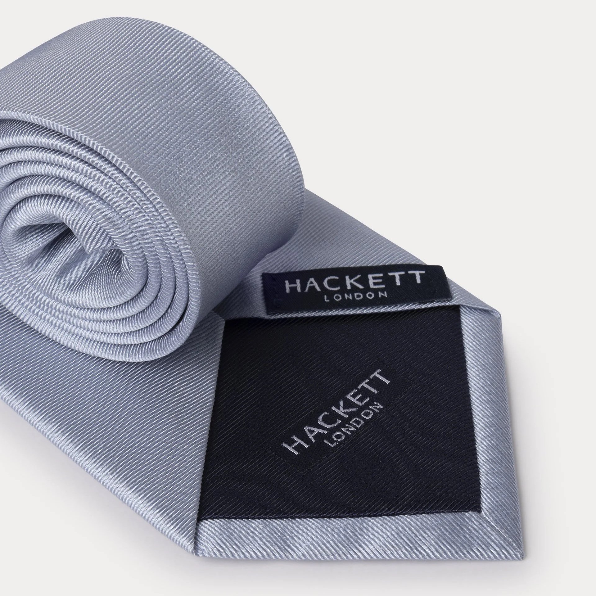 View of Rolled Silk Mix Tie in Light Blue