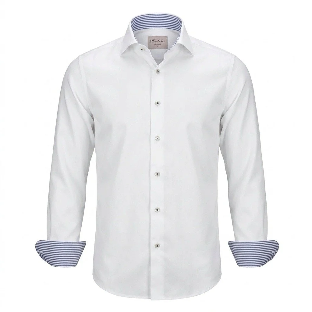 Flat View of Stenstroms Luxury Twofold Slim Fit Shirt in White