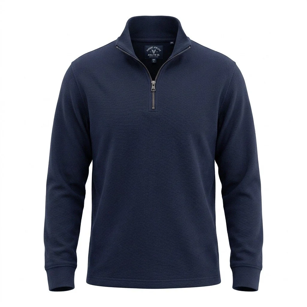 Flat View of GANT Texture Half Zip Jumper in Navy
