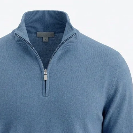 Close View of Gran Sasso Luxury Half Zip Jumper in Blue
