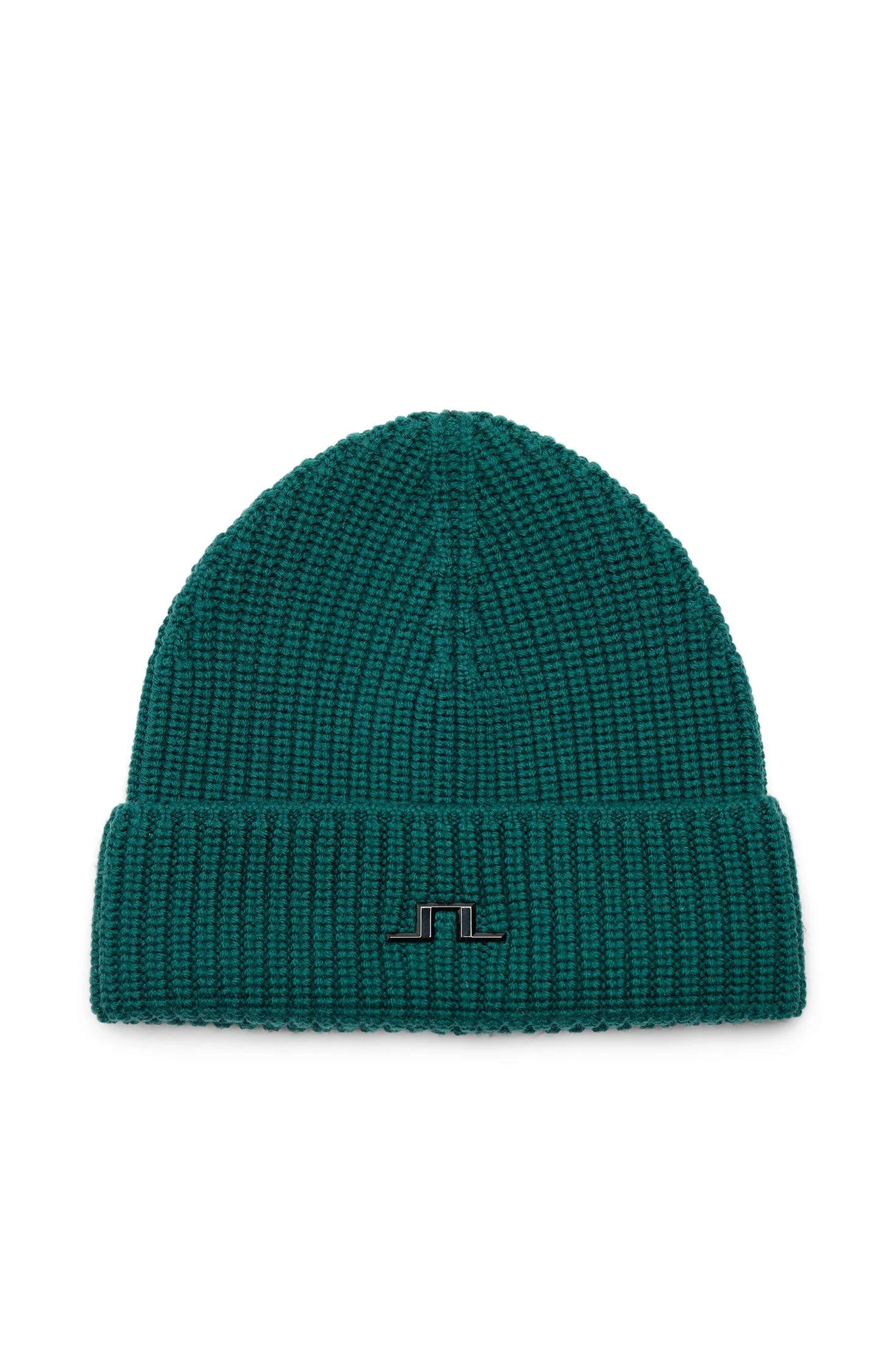 Flat View of J Lindeberg Merino Wool Beanie in Forest Green